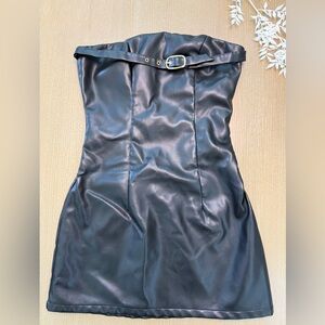 Superdown Black Strapless Dress with Belt